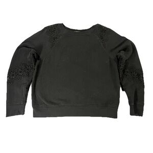 PAIGE Black Knit Lace Whimsigoth Sz M Pullover Sweater Punk Floral